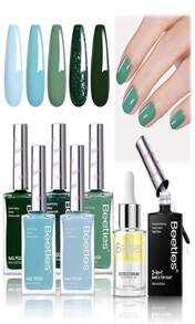 Beetles Fall Nail Polish Set P180, 6 Color Red Yellow Green Quick Air Dry Nail Polish, Natural Nail Lacquer Manicure DIY Nail Art Salon Christmas Gift For Women - xanh quân đội - Xem 1