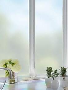 1 Piece Privacy Window Sticker - Pure Frosted Glass Film For Offices, Bathrooms, And Homes - Semi Transparent And Opaque - Electrostatic Adhesive - Blocks Peeping And Glare - White - View 8