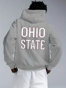 Herren Plus Size Hoodie - Lässiger Langarm, nicht dehnbarer Stoff, lockere Passform, bedruckt mit  und Schnallendetail, geeignet für lässige Kleidung, PLUS GRÖSSE - Schwarz - Übersicht 7