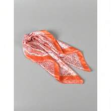 1pc Paisley Pattern Bandana Women Head Scarf Fashion Head Scarf Bandana,Hair Band,Head Band Ideal For Dressing Up Your Look - 橘色 - 查看 2