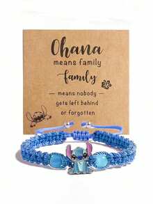 1pc Blue Knitted Bracelet, Cartoon Handmade Woven Wristband, Suitable For Daily Wear Or Event Gift