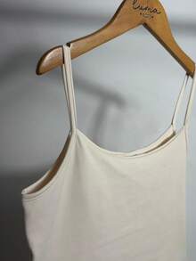 Slim Polyamide Thin Strap Tank Top With Lining - 白色 - 查看 8