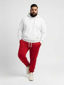Men's Plus Size Jogger Sweatpants In Flannel Fabric With Pocket | Warm Oversized Pants For Men - 紅色 - 查看 8