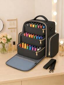 YOREPEK 指甲油收纳盒可容纳 72 瓶（15 毫升/0.5 液体盎司）和美甲灯，大容量美甲收纳袋，配有 3 个可拆卸小袋和 4 个拉链口袋，适用于美甲师和家庭沙龙的防水化妆品收纳盒，旅行美甲工具包美甲收纳盒，适合女性、妻子和女朋友的完美情人节礼物，波西米亚风