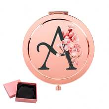 1个个性化樱花图案雕刻化妆镜 - 可定制姓名，可折叠便携旅行镜，女士迷你小镜，生日/情人节/母亲节礼物，装饰镜，优雅设计，可定制雕刻，抛光表面，最佳礼物，旅行收纳，客厅装饰 - 彩色 - 查看 9