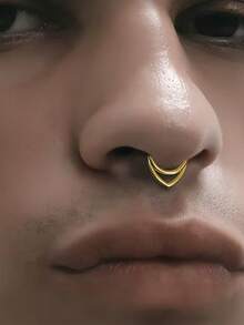 1pc 316L Stainless Steel Punk Style Curved Closed Nose Ring, Unisex Body Piercing Jewelry Suitable For Daily Wear - Multicolor - View 2