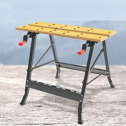 2025 New Compact Workbench Portable Workbench, With Adjustable Height And Inclined Platform, Woodworking Saw Table, Equipped With 4 Clamps, Steel Frame, Capable Of Supporting Up To 220 Pounds