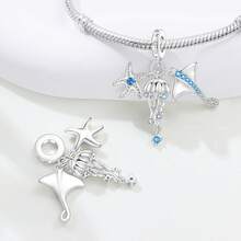 1 pieza Colgante plateado con encanto de vida marina, delfín, tortuga, estrella de mar, medusa, diablo marino, sirena para hacer pulseras, collares y joyería DIY como regalo de cumpleaños para mujeres