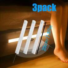 3 piezas de luces con sensor de movimiento, barras de luz nocturna para dormitorio, luces LED recargables por USB, adecuadas para habitación, gabinete, armario, pasillo y escaleras, 50 cm/30 cm/20 cm/10 cm, luz cálida/luz blanca - 3 piezas - Ver 17