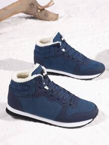 Stivaletti alla caviglia da donna con lacci e punta tonda per l'inverno, scarpe da ginnastica casual, calde, spesse, traspiranti e confortevoli, stile campus unisex