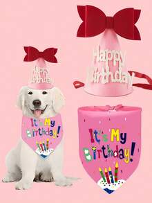 1 set Decorazioni per feste di compleanno per animali domestici, inclusi striscione, cappelli, palloncini a forma di zampa, bavaglini e papillon, adatti per le celebrazioni