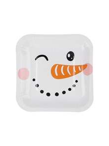 Juego de vajilla desechable con platos cuadrados de papel con tema de expresión de hombre viejo de dibujos animados de Navidad para decoración de fiestas y reuniones