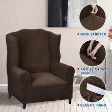 MAXIJIN Wingback Chair Covers 1 Piece Stretch Wing Chair Covers Soft Thick Wingback Armchair Slipcover Non-Slip High Back Furniture Protector Washable, Dark Coffee
