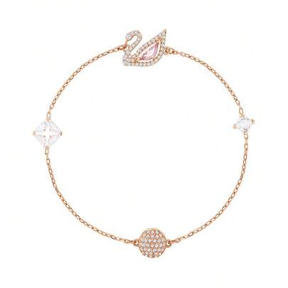  Phụ kiện sang trọng SWAROVSKI DAZZLING SWAN, Vòng tay thiên nga tông hồng cỡ M, Quà tặng cho phụ nữ, Bạn gái, Vợ, Sinh nhật, Ngày của Mẹ, Tốt nghiệp, Đám cưới