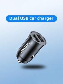 PHILIPS 4.8A Dual USB Port Car Charger With 2.4A Fast Charging, Universal Compatibility For All 12V-24V Vehicles, For Smartphones, Tablets, And GPS Devices