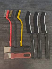 8件套，燃气灶长柄多功能清洁工具，铜线炉灶油污清洁刷，瓷砖缝隙清洁刷，耐用，重型清洁工具，多功能清洁刷，家居清洁除锈工具，焊渣清洁剂，耐用刷子，重型刷子，优质钢，耐用材料，清洁工具 - 彩色 - 查看 14