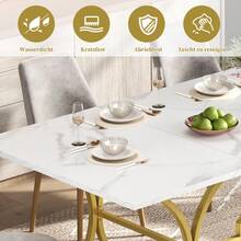 Dining Tables - White+Gold + MDF + European - View 4