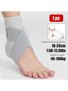 1 Pc - Adjustable Compression Ankle Brace Compression Wrap With Double Strap Support - Ankle Support Brace For Running, Basketball, Fitness, Daily Work, Life, Men & Women, Dual Strap Support For Outdoor Activities- Breathable OK Fabric- Grey/Black