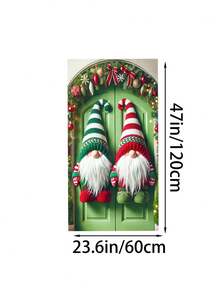 1 Stück Paar rot-grün gestreifte Mützen-Gnomen Muster 2D Weihnachtstür Abdeckung, festlicher Polyester Tür-förmiger Hängedekoration mit lebendigen gestrickten Mützendetails, flauschigen Handschuhen & gemütlichen Stiefeln, waschbar für Innen- und Außenbereich, perfekt für Weihnachtstür Dekoration, um eine fröhliche Stimmung zu Weihnachtspartys beizutragen, ideal für Weihnachtsfeiern und winterliche festliche Wohndekoration