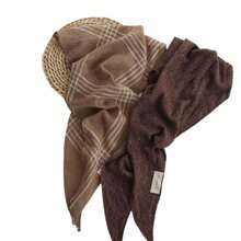 1PC Temperament Knitted Plaid Triangular Scarf High-End Feeling Shawl Women's Warm Headscarf Multifunctional Casual Small Scarf - Multicolor - View 9