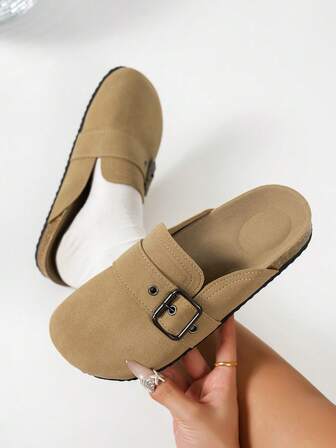 Women's Brown Slip-On Loafers, Lightweight Luxury Fashion Versatile Slip-On Mules For Party, Home, Casual, Beach, Commute, School, Recommended By Influencers, Soft Cork Sole, Retro Flat Shoes, Minimalist European And American Design