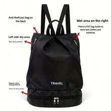 1 pieza Mochila de viaje multifuncional y ligera, con correas de hombro ajustables, adecuada para gimnasio, fitness, danza, playa, puede contener zapatos y baloncesto, mochila de almacenamiento deportiva para hombres con separación de húmedo y seco, bolsa de viaje - Multicolor - Ver 4