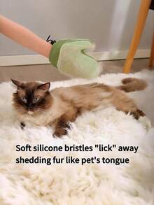 Mănuși de îngrijire pentru animale de companie 2 în 1 – Mănușă de masaj și năpârlire delicată pentru pisici și câini, perie de îndepărtare a părului, plasă respirabilă, pachet de 1