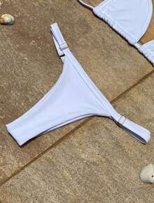 Women's Summer Triangle Bikini With Side Adjustment - 白色 - 查看 2