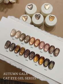 annies 6 Colors Luxury Coffee Brown Cat's Eye Nail Gel Polish Set With Soak Off UV LED Cat Eye Gel Polish Manicure Nail Art Kit - Nhiều màu - Xem 3