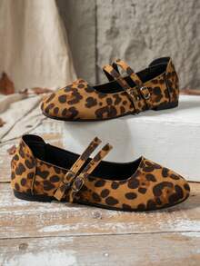 2025 New Women's Flat Loafers - Solid Color, Versatile, Fashionable & Comfortable, Buckle Decor, Suitable For Home And Various Occasions - Leopard Print - View 5
