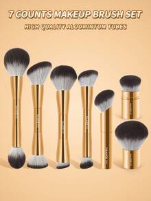 MAANGE 3/5/7/13件套专业软柄铝制化妆刷套装，包含粉底刷、眼影刷、眉刷、晕染刷、高光刷、遮瑕刷，适用于粉状、液状、膏状化妆品，非常适合日常使用和旅行携带，是送给朋友的理想化妆配件礼物，也是赠品，专业化妆刷套装。 - 金色 - 查看 4