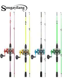 1.8M Resin Fishing Pole Conventional Reel Combo With Rod EVA Handle, Medium Heavy For Catfish Salmon And Steelhead - Multicolor - View 2