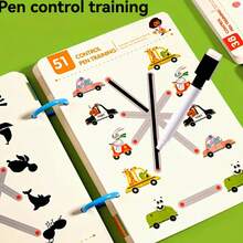 47 Seiten zum Zeichnen: Kalligraphie-Übungsbuch für Kinder, inklusive 4 löschbaren Stiften und 1 Radiergummi - mit Buchstaben, Zahlen, Nachspuren und Malaktivitäten, geeignet für Vorschule bis Grundschule - Schul-Stationery-Set, inklusive Unterrichts- und Familien-Bildungsanleitungen, mit rutschfestem Stiftgriff