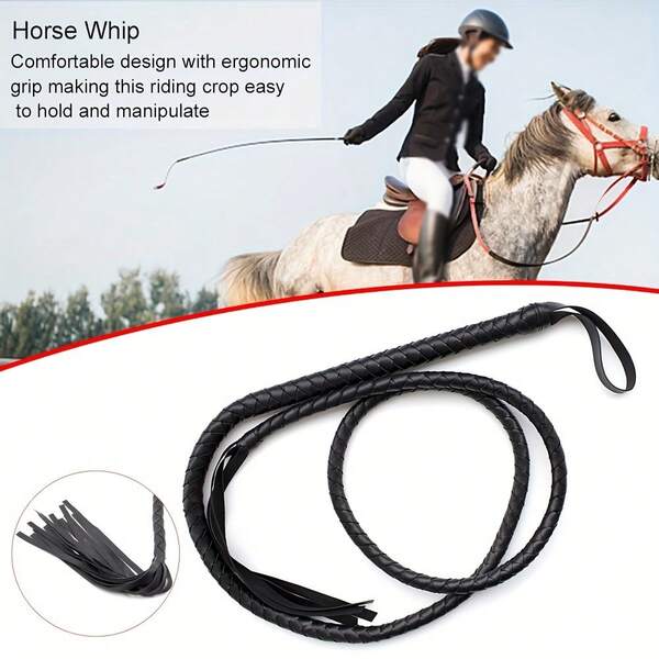 Western Cowboy Whip, Cowboy Style Decor, Handle Accessory And Hanging Loop - Long Handle Design, Suitable For Dressage, Obstacle Course, Western Riding - Dur And Multipurpose Training Whip With Realistic Cracking Sound - Ideal Gift For Equestrian Enthusiasts, Equestrian Events (Brown/Black) - Compatible With Horses, Western Performances And Costume Parties - Sturdy Construction, Suitable For Long-Term Use And Control, Cowboy Accessories, Horse Tack, Horse Equipment