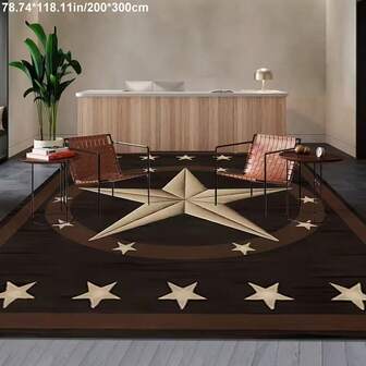 1pc Vintage American Star Pattern Area Rug, Non-Slip Cushioned, Machine Washable, Suitable For Living Room, Bathroom, Kitchen, Bedroom, Hotel, Restaurant, Cafe, Mall Entrance, Room Decor, Indoor Doormat, Window Mat