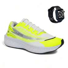 Men's Sneakers + Digital Watch + 1 Pair Of Socks Sports Kit Running Walking Gym | Soft Comfortable - ERAGON 檸檬+手錶+襪子 - 查看 2