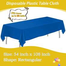 1pc 137x183cm /137x274cm PE Material Disposable Solid Color Tablecloth Birthday Party Wedding Christmas Table Cover Wipe Covers Rectangle Desk Cloth Decor - Dark Blue - View 3