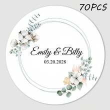 24/35/70/108 piezas Pegatinas redondas personalizadas con sus nombres y fecha para bodas, invitaciones, cajas de regalo, etiquetas de papel, adhesivas, multifuncionales, duraderas, ornamentales, reutilizables, exquisitas, elegantes, de alta calidad, coloridas, modernas, personalizadas, únicas - Multicolor - Ver 14