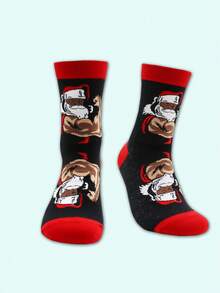 Hombres Calcetines de tripulación con patrón de Papá Noel de Navidad - Multicolor - Ver 5