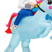 1 pieza de disfraz inflable de unicornio para adultos - Azul vibrante con manas y colas de arcoíris, tejido de punto de poliéster, perfecto para Halloween y fiestas, disfraz de fiesta | Diseño juguetón | Diseño inflable, Disfraz de unicornio inflable para adultos, poliéster, para Halloween, bodas, fiestas de ducha de novia, cumpleaños, fiestas de soltero, graduaciones, actuaciones escolares, eventos de baile - Celeste - Ver 7