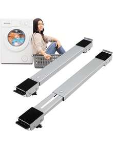 Adjustable Base Stand With Wheels For Moving Appliances, Washing Machines, Refrigerators - Silver - View 1