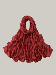 1 pieza Hiyab de viscosa modal sólido, pañuelo ligero y transpirable de moda, con acabado de puntada doble, artesanía refinada, pañuelo para mujer, adecuado para todas las estaciones