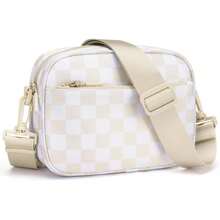 Checkered Crossbody Bag For Women Small Cute Purses  Shoulder Handbags Wide Strap - Beige Check - View 12