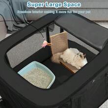 Dog Playpen Puppy Cat Play Pen Portable Foldable Indoor/Outdoor Tent Crate Cage Portable Pet Crate Large Size Black 45" - 黑色 - 查看 5