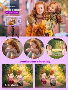W&O 2.4-Inch Digital Camera, FHD 1080P, Digital Point And Shoot, Retro 64MP For Vlogging With Anti Shake 16X Zoom, Compact, 32GB SD Card Included,MP3 Player, With Flashlight -Best Gift For Beginners Of Cameras - Purple-q3 - View 6