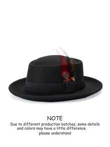 1 pieza Sombrero de protección solar casual de poliéster (poliéster) con plumas naturales de color contrastante, sombrero de playa, para todas las estaciones, unisex