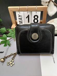 Cartera corta con hebilla de cuero para mujeres, estuche para tarjetas, regalo del Día de la Madre, ligera y de moda para mamá, regalo de aniversario, cumpleaños, para trabajadoras de cuello blanco, cartera de mujer, mini cartera, monedero, cartera de mujer, cartera
