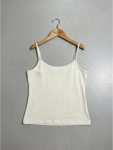 Slim Polyamide Thin Strap Tank Top With Lining - 白色 - 查看 3