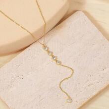 European And American Cross-Border Jewelry, Fashionable Retro Y-Shaped Long Necklace For Women, Simple Geometric Diamond-Set Fringed Versatile Necklace - Vàng - Xem 9