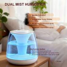 Large Capacity Humidifier, Transparent, Water Level Visible, 7-Color Night Light, Continuous & Intermittent Mist, Auto Shut-Off, Suitable For Living Room, Bedroom, Office, A Delicate Gift, Bedroom Humidifier, Fashionable Decor, Streamlined Design, Efficient Humidification, High-Quality Mist, Timer Function, Dual Speed Settings, Healthy Lifestyle